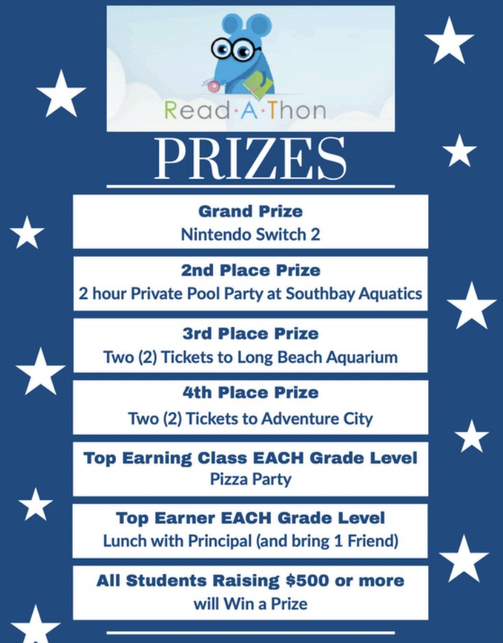 Read A Thon Prizes 9-14-26